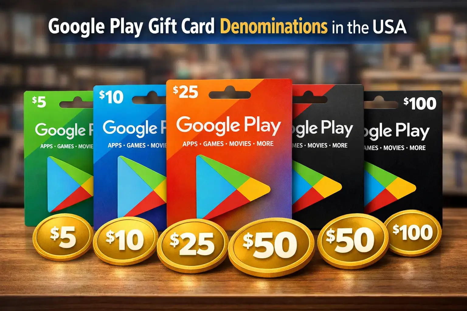 Google Play Gift Card denominations USA