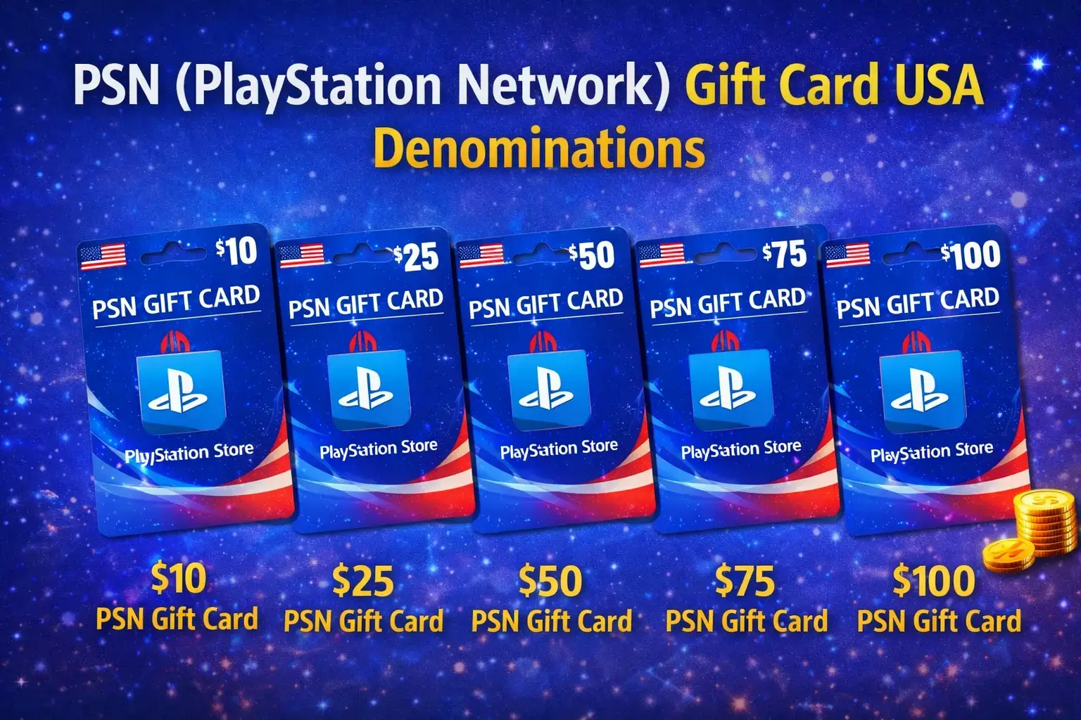 PSN (PlayStation Network) Gift Card USA Denominations